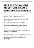 NUR 425 CC KAHOOT QUESTIONS EXAM 1 questions and answers