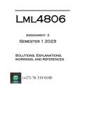 LML4806 - ASSIGNMENT 2 SOLUTIONS (SEMESTER 01 - 2023)