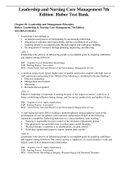 Complete Test Bank Leadership and Nursing Care Management 7th Edition  Huber  Questions & Answers with rationales &lpar;Chapter 1-26&rpar;