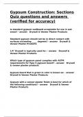 Gypsum Construction Sections Quiz questions and answers &lpar;verified for accuracy&rpar;&period;