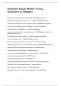Semester Exam- World History Questions & Answers