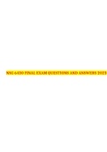 NSG 6430 FINAL EXAM QUESTIONS AND ANSWERS 2023