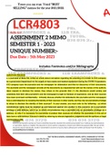 LCR4803 ASSIGNMENT 2 MEMO - SEMESTER 1 - 2023 - UNISA - &lpar;DETAILED ANSWERS WITH FOOTNOTES - DISTINCTION GUARANTEED&rpar;