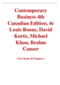 Contemporary Business 4th Canadian Edition, 4e Louis Boone, David Kurtz, Michael Khan, Brahm Canzer (Solution Manual with Test bank)	