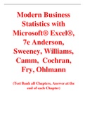 Modern Business Statistics with Microsoft® Excel®, 7e Anderson, Sweeney, Williams, Camm,  Cochran, Fry, Ohlmann (Test Bank)