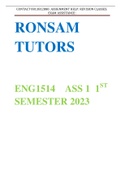 ENG1514 ASSIGNMENT 1 2023 FIRST SEMESTER; contact 0813812880 : assignment questions answered in detail
