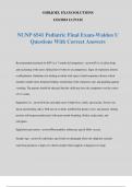 NUNP 6541 Pediatric Final Exam-Walden U Questions With Correct Answers