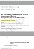 NR 451 Week 4 Discussion NEW 2023-24 Advocacy and Cultural Competence (GUARANTEED PASS)