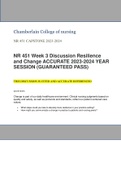 NR 451 Week 3 Discussion Resilience and Change ACCURATE 2023-2024 YEAR SESSION (GUARANTEED PASS)