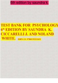 TEST BANK FOR PSYCHOLOGY 6 th EDITION BY SAUNDRA K. CICCARELLI J. AND NOLAND WHITE