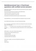 Multidimensional Care 1 Final Exam questions with verified correct answers