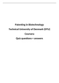 Uitwerking Coursera Patenting in Biotechnology (quizzes and Assignments)