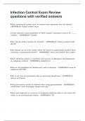 Infection Control Exam Review questions with verified answers