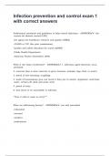 Infection prevention and control exam 1 with correct answers