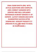 FINAL EXAM DAVITA &lpar;RN&rpar;  WITH ACTUAL QUESTIONS AND COMPLETE 100&percnt; CORRECT ANSWERS WITH VERIFIED AND WELL EXPLAINED  RATIONALES ALREADY GRADED A&plus; BY EXPERTS  &vert;LATEST VERSION 2024 WITH GUARANTEED SUCCESS AFTER DOWNLOAD  ALREADY PASSED&excl;&excl;&excl;&excl;&excl;&excl;&excl; &lpar;PROVEN ITS ALL Y