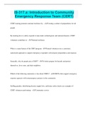 IS-317&period;a&colon; Introduction to Community Emergency Response Team &lpar;CERT&rpar; &vert; Questions with 100&percnt; Correct Answers &vert; Verified &vert; Latest Update