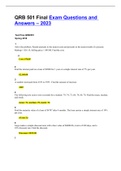 Test Prep QRB 501 Final Exam Questions and Answers &lpar;Latest 2023&sol;2024&rpar; Verified and Rated A&plus;