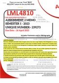 LML4810 ASSIGNMENT 2 MEMO - SEMESTER 1 - 2023 - UNISA - (DETAILED ANSWERS WITH FOOTNOTES - DISTINCTION GUARANTEED)