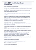 ASQ CQA Certification Exam Definitions
