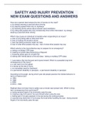 SAFETY AND INJURY PREVENTION NEW EXAM QUESTIONS AND ANSWERS