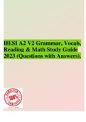 HESI A2 V2 Grammar, Vocab, Reading & Math Study Guide 2023 (Questions with Answers