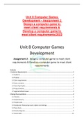 Unit 8 Computer Games Development - Assignment 2 Design a computer game to meet client requirements & Develop a computer game to meet client requirements&vert;2023