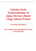 Calculus Early Transcendentals, 9e James Stewart, Daniel Clegg, Saleem Watson (Test Bank)