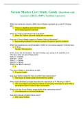Scrum Master Cert Study Guide  Questions and Answers &lpar;RATED A&rpar; &lpar;100&percnt; Verified Answers&rpar;