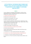 ATI MATERNAL NEWBORN PROCTORED 2019 FORM A, B & C EXAM EACH FORM CONTAINS 75 QUESTIONS AND CORRECT ANSWERS| BRAND NEW!!
