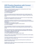 VCE Practice Questions with Correct Answers &lpar;100&percnt; Accurate&rpar;  