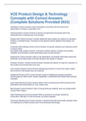 VCE Product Design & Technology Concepts with Correct Answers &lpar;Complete Solutions Provided 2023&rpar;