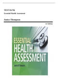 Test Bank - Essential Health Assessment, 1st edition (Thompson, 2018), Chapter 1-24 | All Chapters