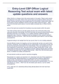 Entry-Level CBP Officer Logical Reasoning Test actual exam with latest update questions and answers