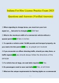 Indiana For Hire License Practice Exam 2023 Questions and Answers (Verified Answers)