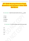 ATI TEAS Nursing Entrance Exam Questions and Answers Latest 2023 RATED A&plus;
