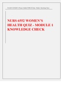NURS 6552 WOMEN’SHEALTH QUIZ - MODULE 1KNOWLEDGE CHECK