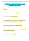 The Crucible &lpar;all acts&rpar; Questions and Answers 100&percnt; Pass