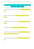 The Crucible Acts 1 and 2 Questions and Answers 100&percnt; Pass