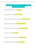 The Crucible Act Test Questions and Answers Rated A&plus;