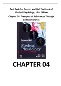 Test Bank for Guyton and Hall Textbook of Medical Physiology, 14th Edition Chapter 04 - Transport of Substances Through Cell Membranes