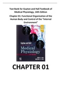 Test Bank for Guyton and Hall Textbook of Medical Physiology&comma; 14th Edition Chapter 01 - Functional Organization of the Human Body and Control of the &OpenCurlyDoubleQuote;Internal Environment&rdquo;