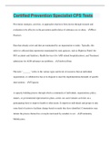 Certified Prevention Specialist CPS Tests &vert; 185 Questions with 100&percnt; Correct Answers &vert; Verified &vert; Latest Update &vert; 45 Pages