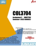 COL3704 Assignment 3 (WRITTEN) Semester 1 2023 (800682)