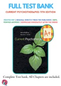 Test Bank For Current Psychotherapies 11th Edition By Danny Wedding; Raymond J. Corsini 9781305865754 Chapter 1-16 Complete Guide .