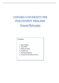Oxford University PPE Prelims: General Philosophy (Key Definitions & Concept Summaries)