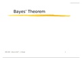 CS 601 Bayes&rsquo; Theorem Study Guide