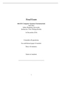 CS 600 COMPUTER SYSTEMS FUNDAMENTALS FINAL