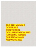 CLC 222 Module 5 CONTRACT MONITORING DOCUMENTATION AND HANDLING ISSUES QUESTIONS AND ANSWERS 2023