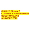 CLC 222 Module 3 CONTRACT MANAGEMENT QUESTIONS AND ANSWERS 2023