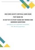 2023 HESI ACUITY CRITICAL CARE EXAM RN V1 50 OUT OF 55 KEY WORD AND ANSWER TEST BANK 